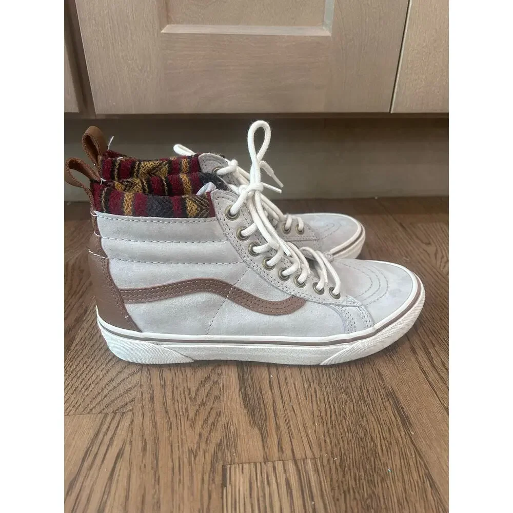 Vans Sk8-Hi MTE Knit Geo Suede High Top Shoes Men's 6 Women's 7.5 Gray Tan